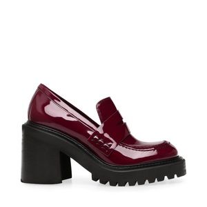 Steve Madden Obsidian burgundy chunky patent faux leather heels size 9